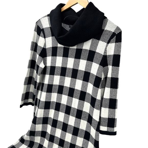 Talbots Sweater Dress Womens Petite Large Lp Turtleneck Buffalo Plaid COMFY NEW - Picture 5 of 6